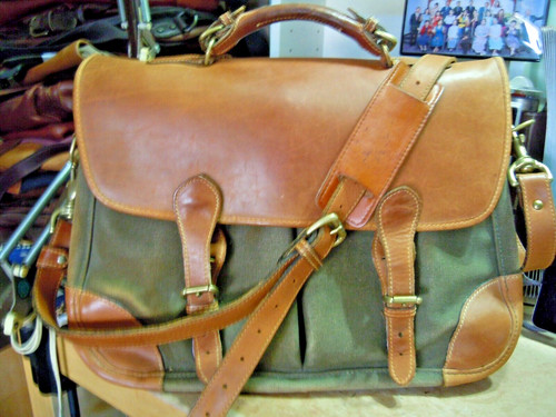 STATE BAGS Vintage Mulholland Brothers Leather Canvas Anglers Bag Messenger USA