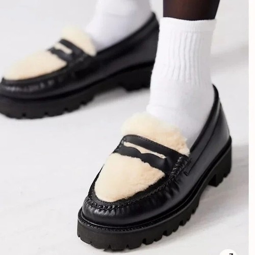 BASH G.H. Bass Whitney Cozy Super Lug Weejuns Black Loafer Size 6 NEW