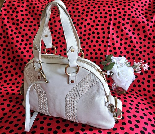 SAINT LAURENT (YSL) Borsa a mano NDS autentica Yves Saint Laurent bianca sporca di design di lusso