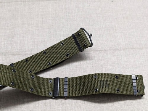 vintage US ARMY holster belt WEBBED thick canvas MILITARY green ONE SIZE