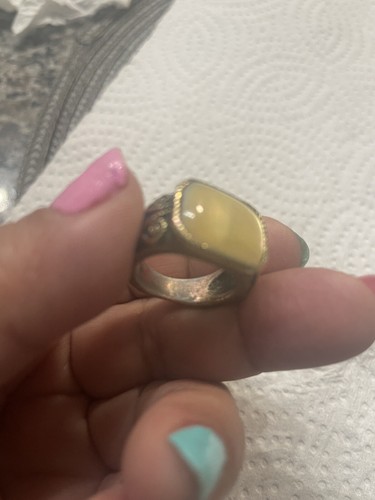 Vintage IS Rare Copper Floral BALTIC HONEY BUTTERSCOTCH AMBER RING Sz 6