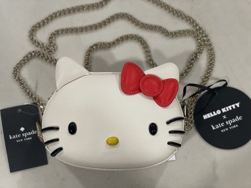 Borsa a tracolla Kate Spade x Hello Kitty Sanrio Mini Head 3D novità nuova con etichette