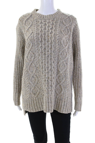 Alex Mill Womens Wool Blend Cabkle Knit Pullover Sweater Top Beige Size M