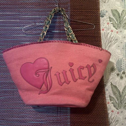 Vintage rara borsa cestino Juicy Couture rosa amore P&G donna tote bag manico borsa