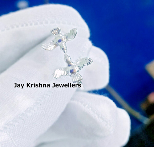 14K White Gold Flying "LOVE' Birds Ring  Handmade Beautiful Birthday Gift Ring