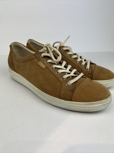 Scarpe donna Ecco Soft 7 misura 10 5 beige marrone pelle nabuk sneakers stringate