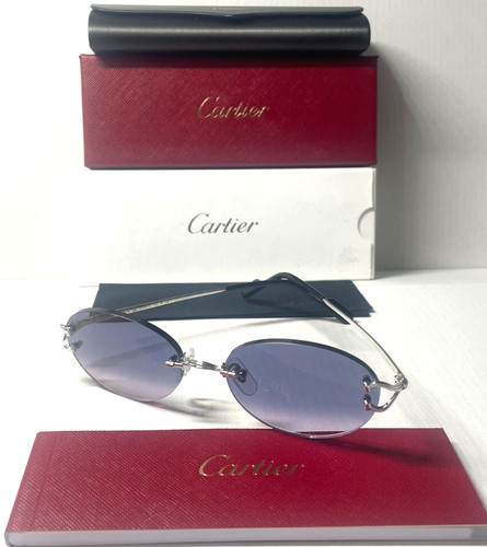 CARTIER GLASSES CARTIER PICCADILLY CT0551S 003 SIVER BLUE GRADIENT LENS EYEGLASSES 55 18 FRANCE!
