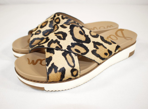 Scarpe Sam Edelman donna 9 5 Audrea sandali slide cinturino incrociato vitello leopardato