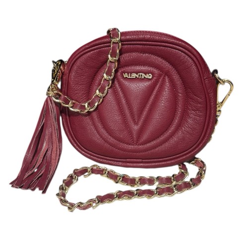 AWAY Valentino by Mario Deep Brick Red G Hardware Leather Nina Crossbody Bag