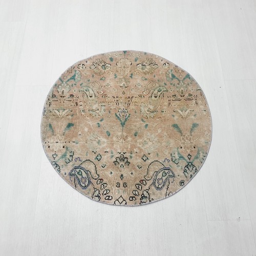 vintage bohemian style   3x3 rug   circle carpet   handwoven round rug