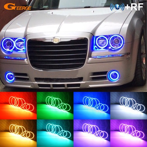 For Chrysler 300 C 300C Multi Color RGB LED Angel Eyes Kit 6 Rings Bluetooth APP