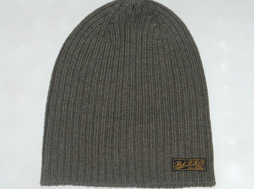 POLO RALPH LAUREN Men's Merino Wool Rib Knit Slouchy Beanie Hat Cap, OLIVE GREEN