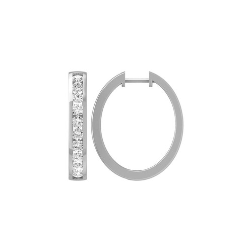 CHANEL JEWELRY 2Ct Round Natural Diamond Hoop Earrings for Women Sterling Silver 6.4 gram