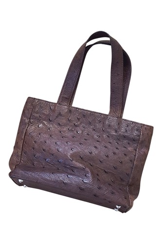ANYA HINDMARCH Mini borsa tote in pelle di struzzo marrone (S)