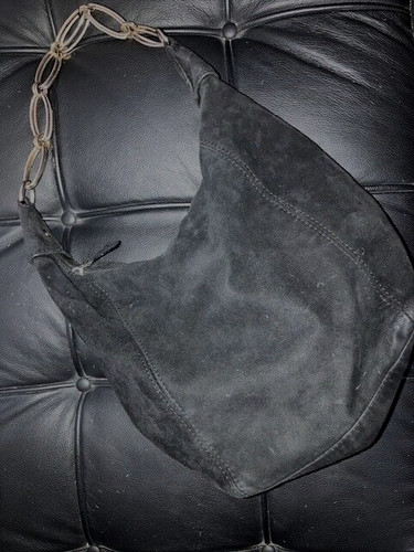 VINTAGE AUTENTICA VALENTINO GARAVANI Borsa in Pelle scamosciata Nera Manico Catena Tote Neiman Marcus