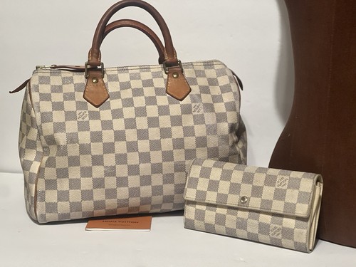 LOUIS VUITTON（LV） Borsa a mano Louis Vuitton originale Damier Azur Speedy 30 SP3028 con portafoglio abbinato