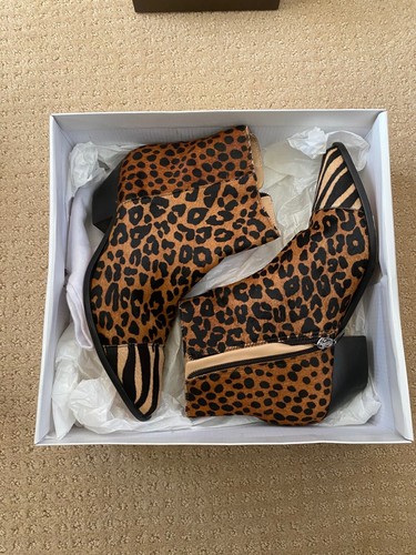 Schutz Amalya SANDSTONE WOOD BLACK 7.5 W LEOPARD W DOTS W ZEBRA