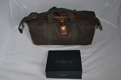 Borsa a tracolla Mulberry Mole kaki scotchgrain pelle zip grande Hold weekend
