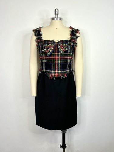 Moschino Couture Vintage! Abito nero a quadri anni 90 46 L