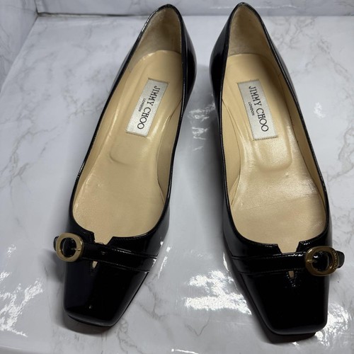 Jimmy Choo decolte tacco EU35 5 US5 5 vernice nero 10084a