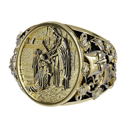 Saint Blaise Ring Protective Catholic Amulet Brass Jewelry
