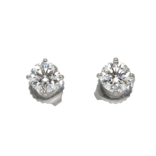 HARRY WINSTON Diamond 0.40ctx2 E VS2 3EX Earrings Pierced Pt 90252917