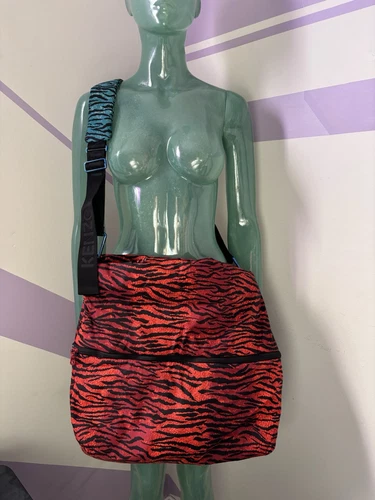 KENZO x H&M Leopard Tiger Stripe Print Bag Cross Body Red pink Expandable UNISEX