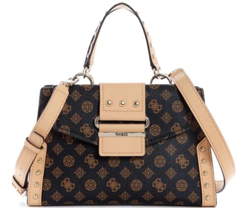 NUOVA GUESS Borsa a mano donna logo Greta marrone borsa borsa tote borsa a tracolla