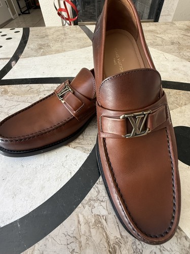LOUIS VUITTON（LV） Scarpe mocassini Louis Vuitton Major usate in ottime condizioni marrone cognac LV taglia 7 5 taglia US 8 5
