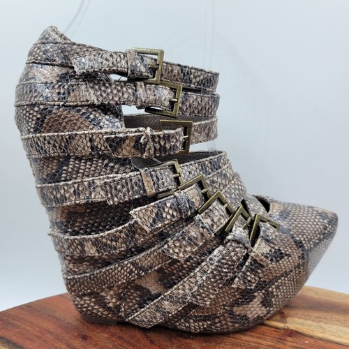 Stivali Jeffrey Campbell donna 5 5 m pelle marrone pelle di serpente plateau stivaletti