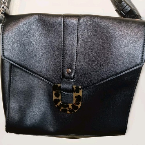 (Thrifted) Borsa a tracolla Zara borsa nera ecopelle fibbia leopardata