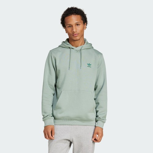 Adidas men Trefoil Essentials Hoodie; Silver Green; L