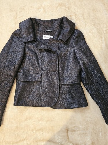 MAX MARA MaxMara Giacca Blazer Donna Nero Texturizzato Crinkle Taglia 14 Made in Italy...