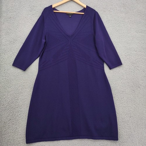 VETEMENTS Lane Bryant abito donna 18 20 viola maglia uncinetto bodycon scollo a V midi