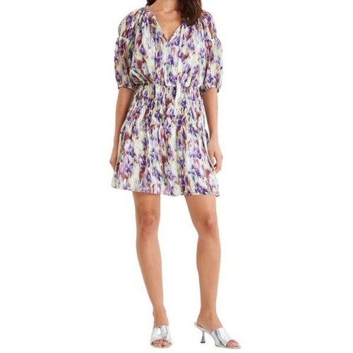 VALENTINO Tanya Taylor Valentina Vestito Multicolore Astratto Mini Abito Viola Crema Boxy M