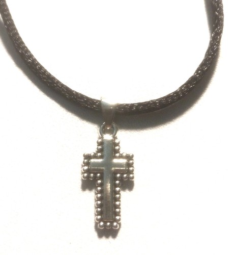 VETEMENTS Collana regolabile con ciondolo punto croce argento per uomo donna acciaio inox
