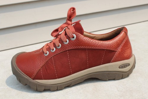 KEEN Presidio 1017948 Red Leather Walking Hiking Shoes Women’s Size 7 EUR 37.5
