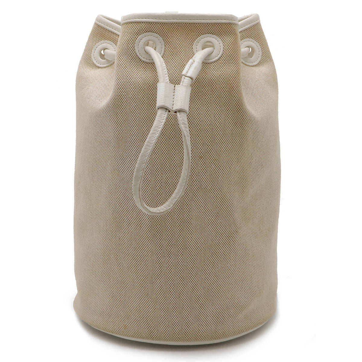 HERMÈS Hermes Sac Marine Recif Pm Shoulder Bag One Drawstring Toile Ash Leather Beige W