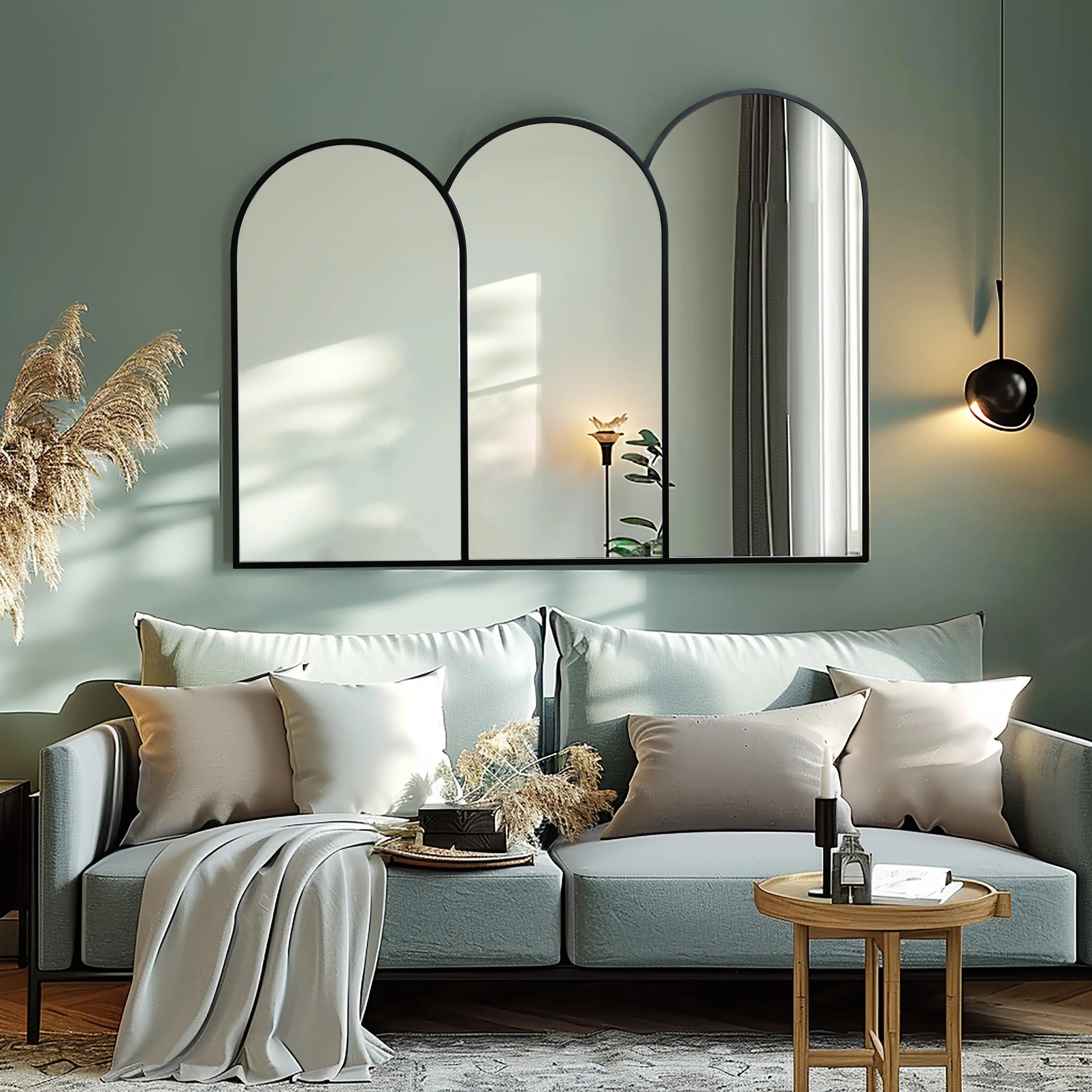LUXENHOME Triple arch framed wall mirror