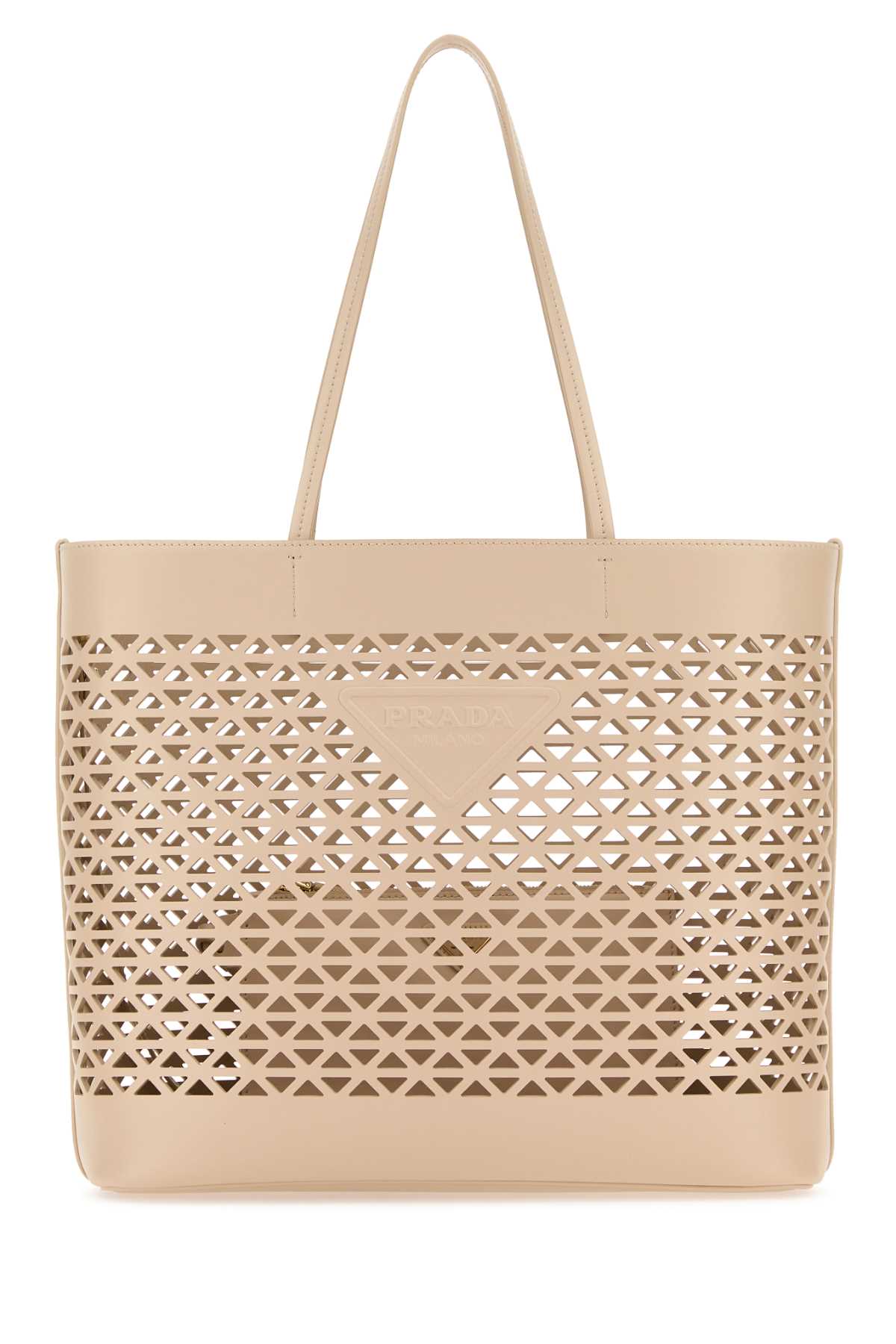 Bolsa de compras de cuero de arena prada