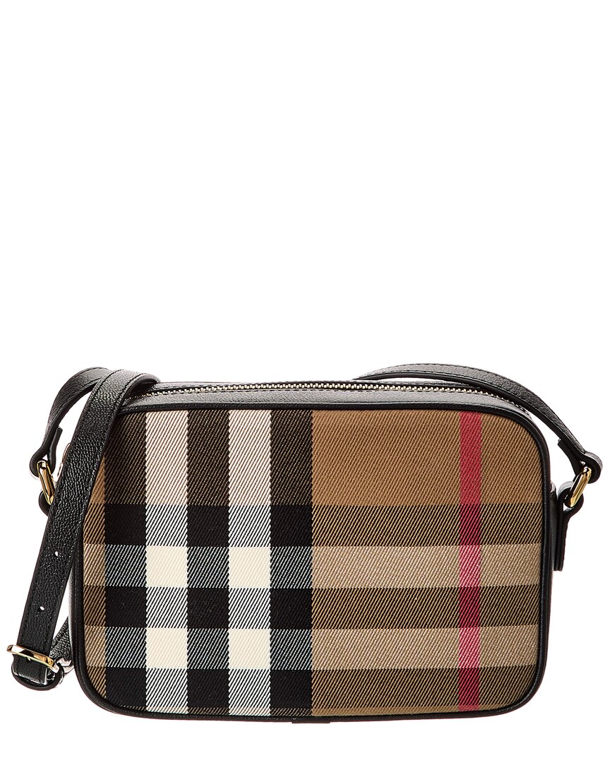 2000 Burberry Check Canvas & Leather Camera Bag