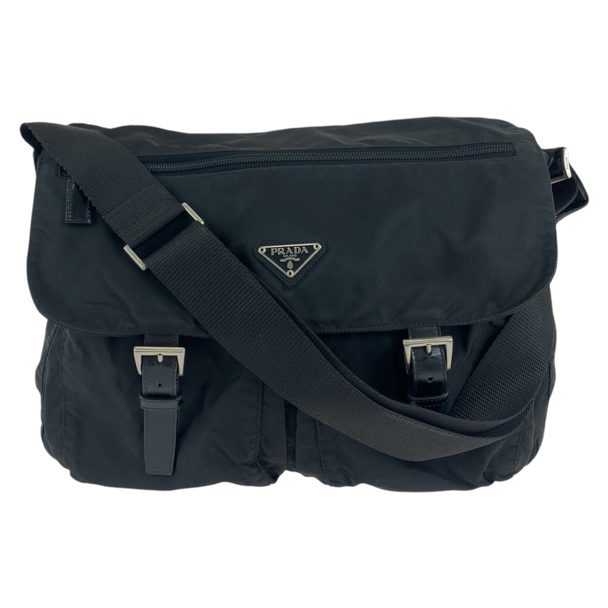 2604 Prada Nylon Tessuto Triangle Logo Messenger Bag