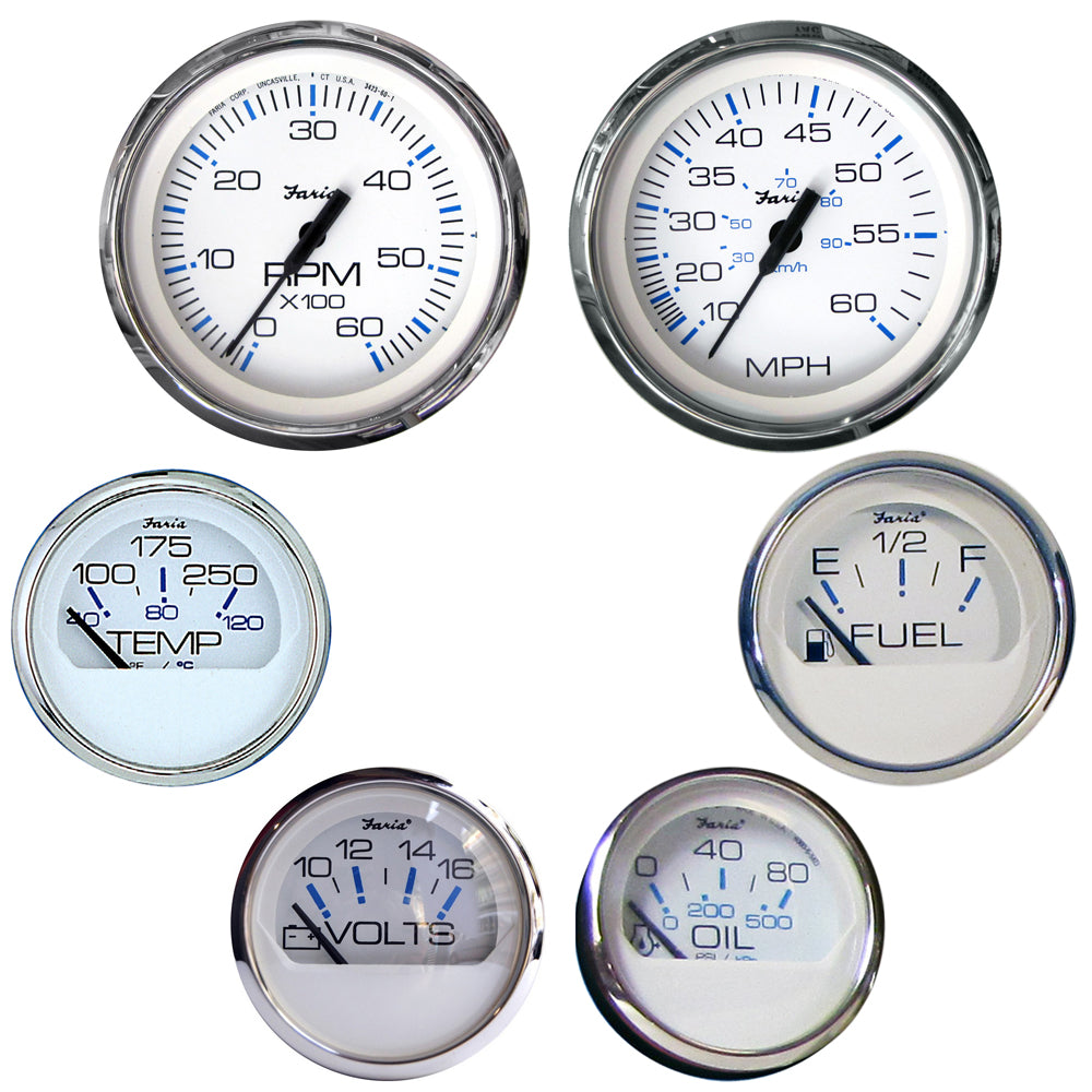 FARIA BEEDE INSTRUMENTS Faria Chesapeake White SS Boxed Set   Inboard Motors [KTF001]