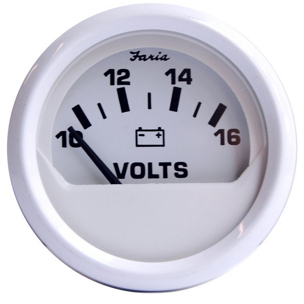 FARIA BEEDE INSTRUMENTS Faria Dress White 2" Voltmeter (10 16 VDC) [13120]