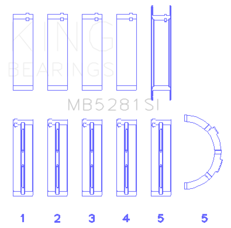 KING ENGINE BEARINGS King Ford 281CI 4.6L V8 (Size STD) Main Bearing Set