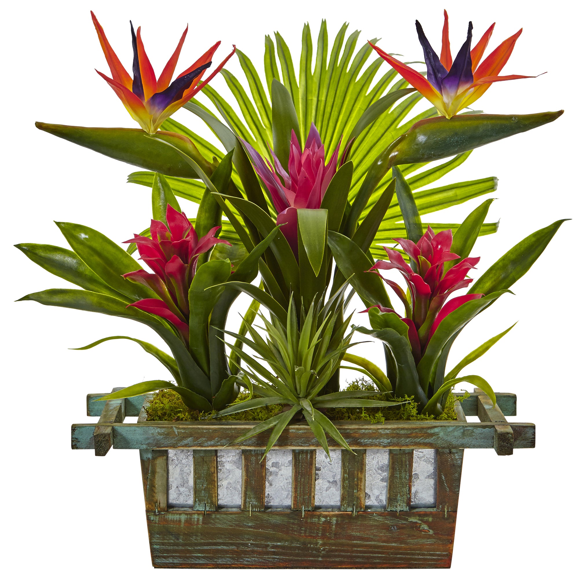 2736 19" Birds of Paradise and Bromeliad in Planter