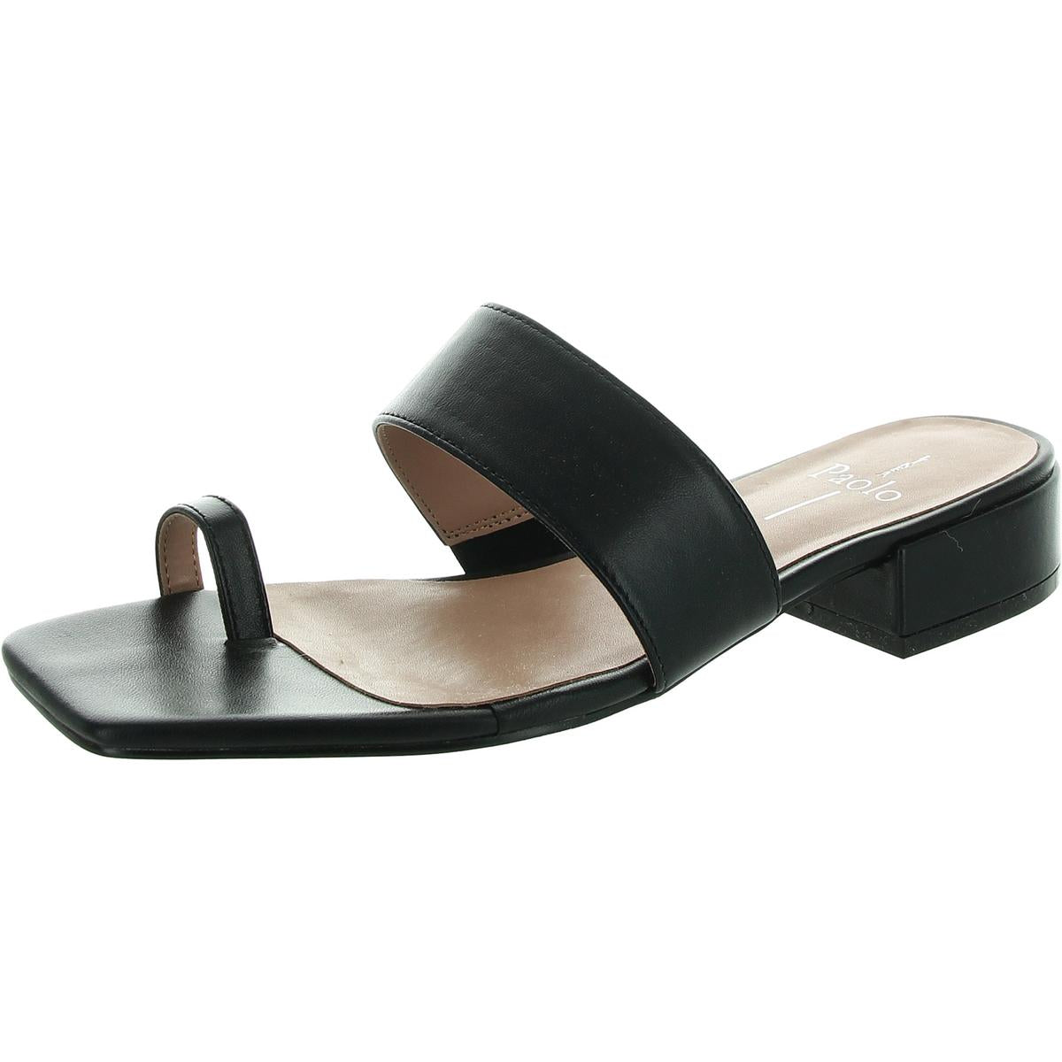 2485 Womens Toe Loop Leather Slide Sandals