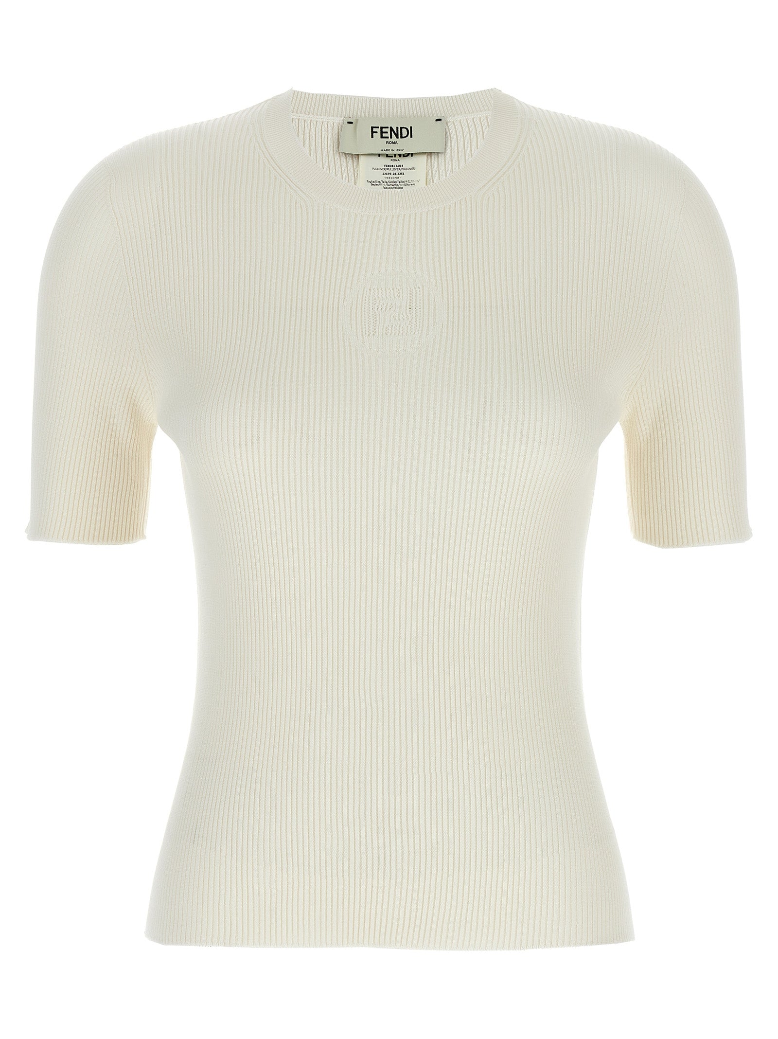 FENDI DéVoré Logo Sweater Sweaters And Cardigans White
