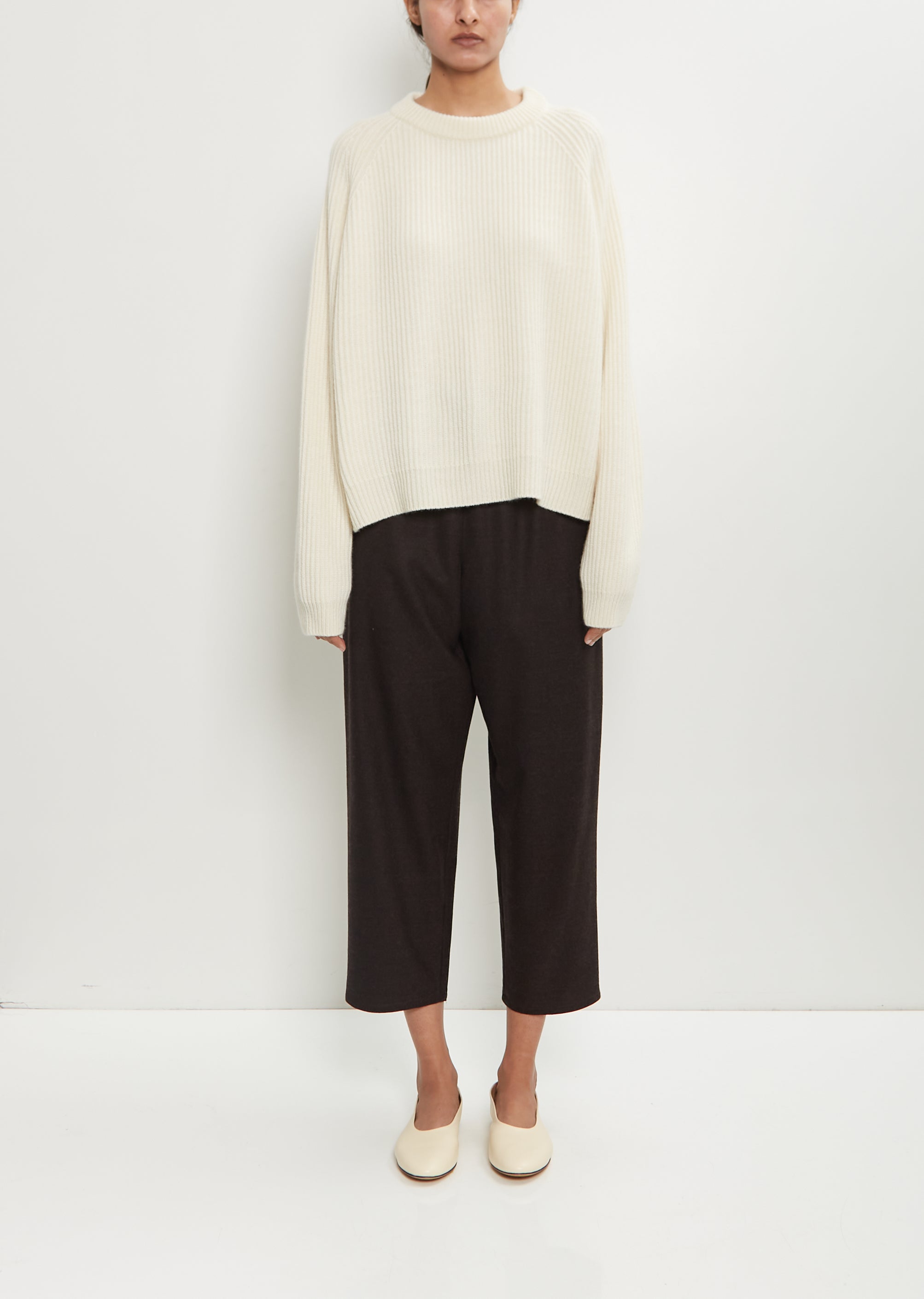 DUŠAN Wool Flannel Carrot Pants — Ebano
