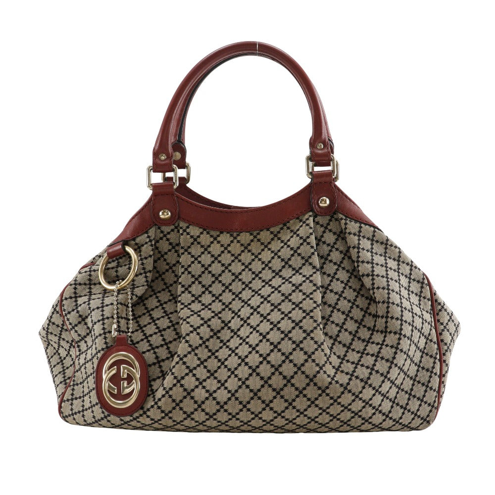 GUCCI Tote Bag 211944 canvas Beige   red Diamante Sukey